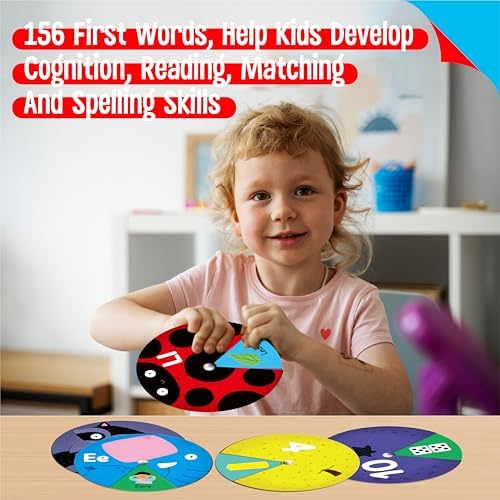 Alphabet Learning Toy, ABC Letters, Numbers, Animals Sight Words, Spinning Game 36 PCS Montessori Educational Round Cards for Toddlers, Kids 3-5 - Image 5