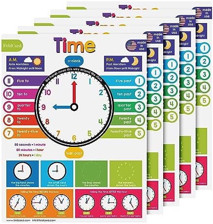 FoldCard Time Chart Educational Poster 8.5x11 5pk by FoldCard