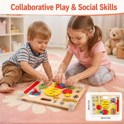 Montessori Busy Board for Toddlers, Wooden Activity Board Ages 3+ - Image 4