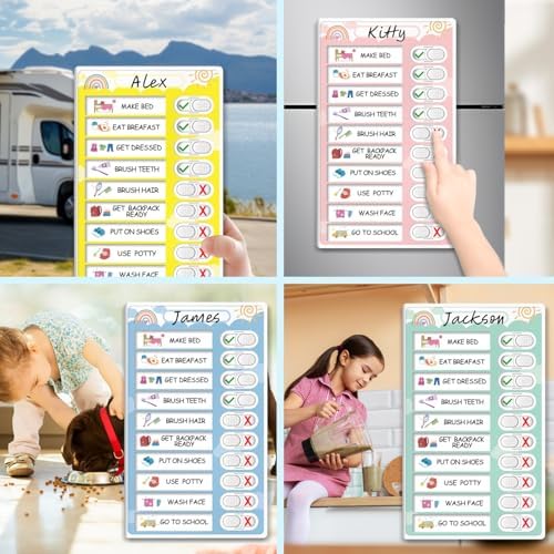 4 in 1 Namable Chore Chart for Kids, Dry Erase Morning/Bedtime Routine Chart for Kids for Refrigerator, Magnetic Visual Schedule for Kids Toddlers to Do List Checklist for Multiple Kids - Image 5