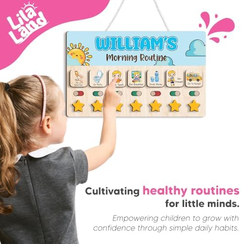 Wooden Chore Chart for Boys, Daily Routine Chart for Kids, Visual Schedule, Chore Reward Chart, Bedtime Morning Routine Chart for Toddlers (03) - Image 5