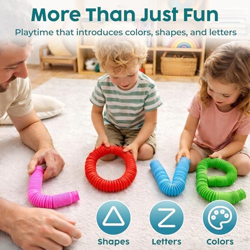 BUNMO Pop Tubes - Sensory Toys - Fidget Toys - Imaginative Play & Stimulating Creative Learning - Hours of Fun for Kids - Tons of Ways to Play - Non-Mouthable Toy 3+ - 8 Pack Large - Image 5