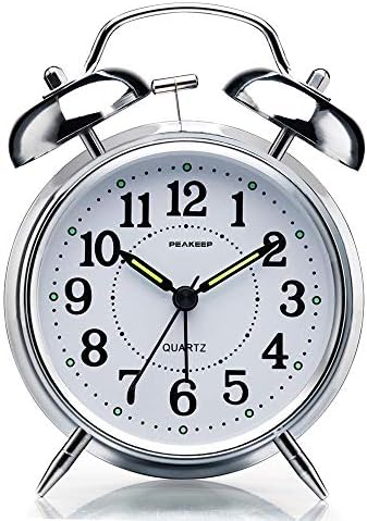 Peakeep Retro 4.5 inches Battery Operated Twin Bell Loud Alarm Clock - Image 2