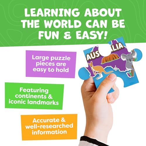 World Map Puzzle for Kids - 75pc World Puzzle with Continents, Landmarks - Childrens Jigsaw Geography Puzzles for Kids Ages 4-8, 5, 6, 7, 8-10 Year Olds - Globe Atlas Puzzle Maps Learning Games Gifts - Image 5