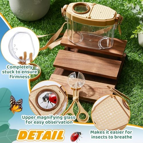 36 Pcs Bug Catcher for Kids, Bug Catching Kit with Insect Transfer, Tweezers, Magnifying Glasses, Sticks, Observation Cages, Shoulder Straps for Kids Gift(Beige) - Image 3