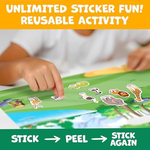 Reusable Sticker Books for Toddlers 1-3, Stickers for Toddlers 2-4 Years - Stickers for Kids Airplane Toys for Toddler 1-3, Toddler Travel Toys - Reusable Sticker Book Birthday Gifts for Boys Girls - Image 5