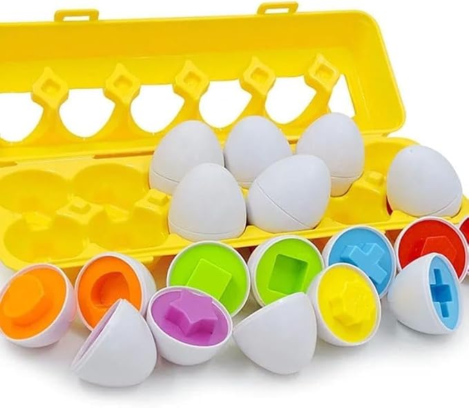 VUIYA Matching Eggs - Toddler Toys - Color Shapes Egg Set - Educational Color, Shapes and Sorting Recognition Skills - Sorting Puzzle for Kid Baby Toddler Boy Girl, Easter Basket Gift (12 Eggs) - Image 6