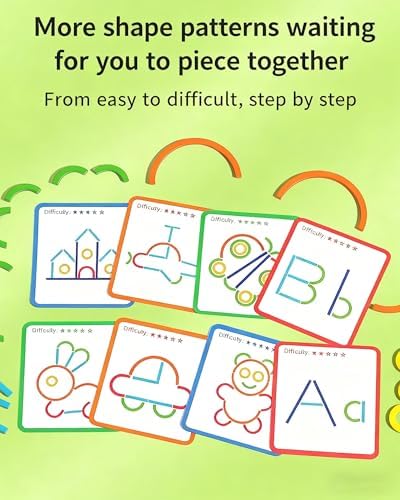 Montessori Smart Sticks, Montessori Smart Sticks for Toddlers, Sticks and Rings Wooden Tangram Puzzle, Quick Thinking Puzzle Blocks (1set) - Image 3
