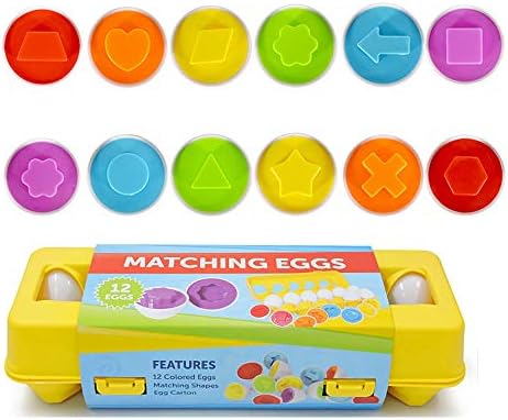 JUNBESTN Easter Matching Eggs Connect Eggs Parlour Games Toys Gifts for 2 3 Years Old Kids Toddler Baby Girls Boys Shape Color by JUNBESTN
