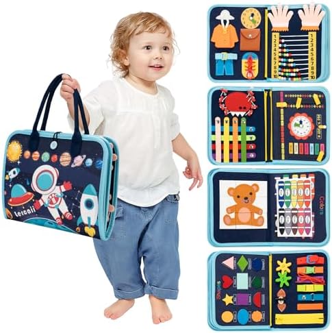 Montessori Busy Board & Busy Book for Toddlers with 20+ Learning Activities, Sensory Activity Toy for Fine Motor Skills, Montessori Learning Toy, Quiet Travel Toy for Airplane & Car, Birthday Gift by Unknown