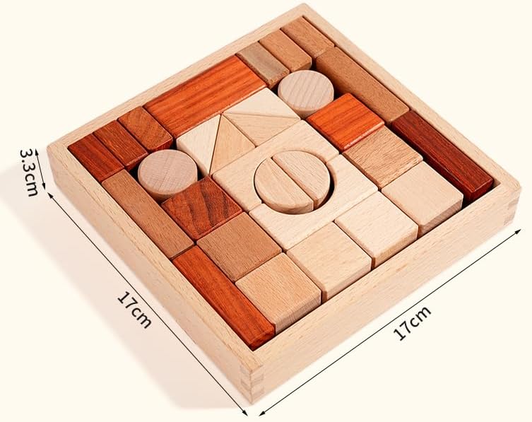 29 Pcs Wooden Building Block Toy, Natural Wood Blocks Set for Kids - Image 4