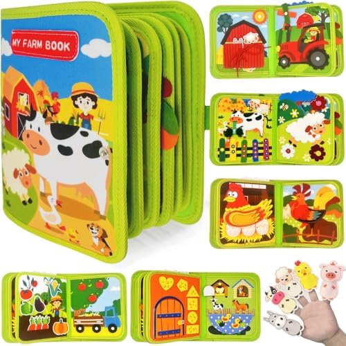 Busy Book for Toddlers, Montessori Toys Busy Board for Toddlers, Birthday Gifts for Boys & Girls, Quiet Activity Book with Life Skills, Cognition, Sorting - Autism Sensory busy book, Travel toys by Unknown
