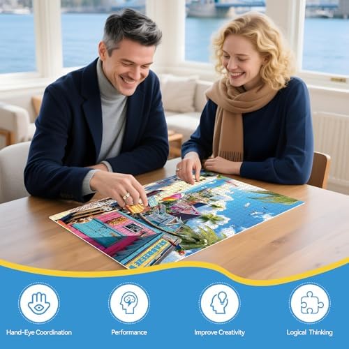 300 Piece Puzzles for Adults, 300 Piece Puzzles for Adults Large Piece, Summer Beach Dogs Trees Jigsaw Puzzle, Funny Gift for Adult Kids Senior Challenging Family Games Toy, 20.5 X 15 in - Image 5