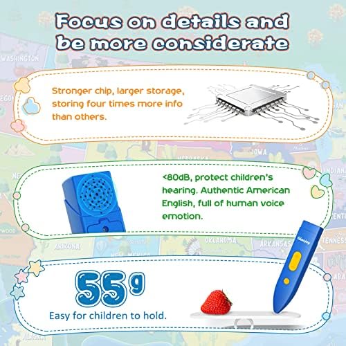 Qiaojoy Bilingual Interactive for Kids Talking USA Map for Kids Learning, Geography Toys Games Educational Electronic Map Christmas Personalized Gift/Toys for 4 5 6 7 8 9 10 Year Old Girls/Boys - Image 6