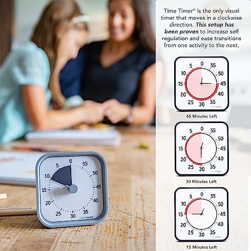 TIME TIMER Home MOD – 60-Minute Visual Timer Home Edition, Silent Operation Study Tool for Kids Desk, Homeschool Supplies, Office & Meetings (Pale Shale) - Image 5