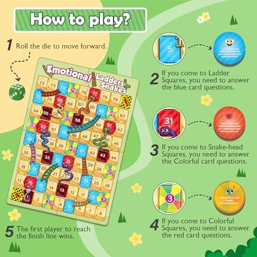 Broytain Emotional Board Games for Kids,Ladders and Snakes Board Game,Learning Resources,Social Skills Emotional Regulation Toys for Toddlers,Classroom Travel Indoor Outdoor Family Games - Image 4