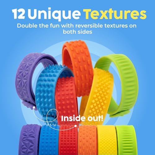 BUNMO Sensory Slap Bracelets – 6 Pack, Textured Sensory Bracelet Fidget Toys for Boys & Girls - Sensory Toys for Kids 3+ - Image 3
