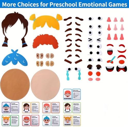 1Set Children's Felt Expression Face DIY Activity Toy, Children's Social Emotional Learning Activity Expression Board Emotional Expression, Educational Puzzle Game Early Education - Image 3