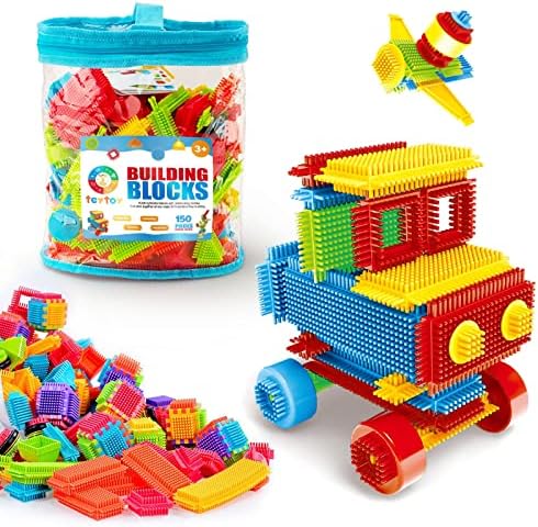 Baby Building Toys, 150pcs Bristle Shape 3D Building Blocks Toy Set by teytoy