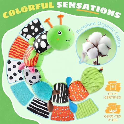 AWOTOY Baby Toys 6-12 Months Music Caterpillar Stuffed Animals Infant Toys - Image 3