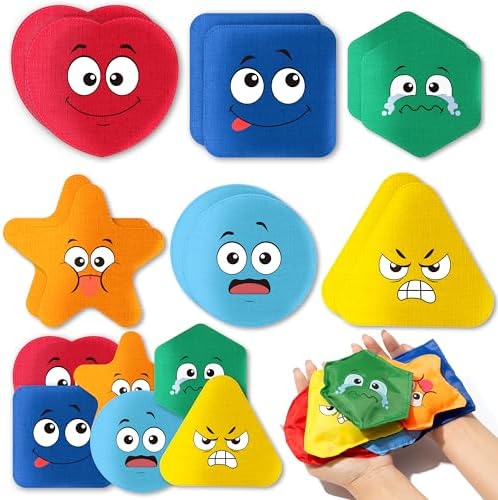 EYxsaxenk Bean Bags for Tossing Game Kids Outside Toss Game Nylon Bean Bag Toy Indoor Outdoor Toy for Toddler Holiday Family Party Throwing Game Supplies (Emotional 12Pcs) by Unknown