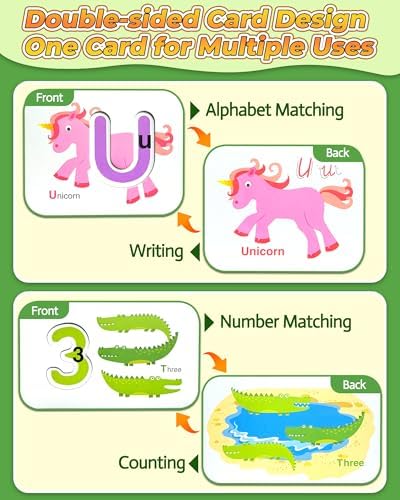 Gojmzo ABC Alphabet Flash Cards, Wooden Letters Number Alphabet Blocks Toys - Image 4
