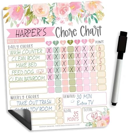 Magnetic Chore Chart for Kids Dry Erase Reward Chart for Home and Classroom by HadleyDesigns