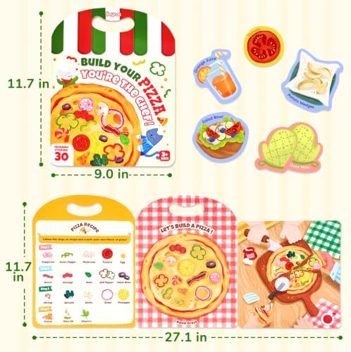 JoyCat Reusable Pizza-Making Sticker Book, Travel Toys for Toddlers & Kids - Image 5