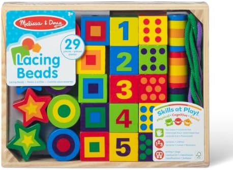 Melissa & Doug Deluxe Wooden Lacing Beads - Educational Activity with 27 Beads and 2 Laces by Unknown