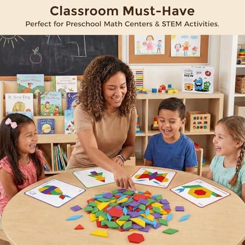 LovesTown Pattern Blocks, Wooden, 150pcs - Image 5