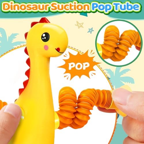 4Pcs Dinosaur Airplane Travel Car Ride Toys for Toddlers Kids Boys Girls Sensory Suction Cup Tube ADHD Autism Road Trip Car Activities Essential Stocking Easter Basket Stuffer Valentines Gift - Image 5