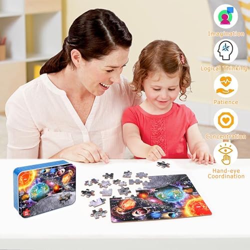 Puzzles for Kids Ages 4-6, 60 Piece Puzzles for Kids Ages 3-5 in Metal Box - Image 3