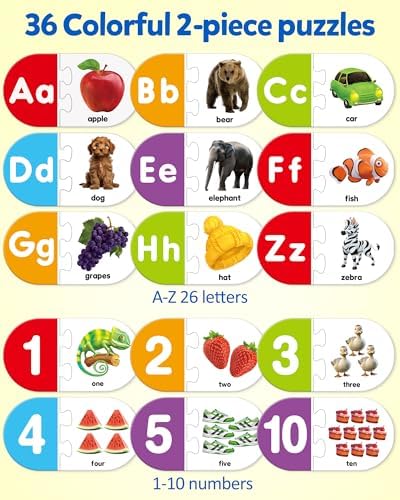 Coogam Learning Alphabet Matching Game, 36pcs Self-Correcting Sight Words Letter Number Cards, Fine Motor Educational Montessori Toy for Preschool Kindergarten 3 4 5 Years Old - Image 2