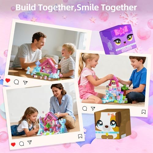 GobiDex Magnetic Blocks 100PCS Kids Pink Princess Castle Building Blocks - Image 6