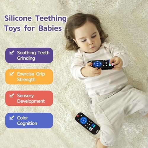 Hooku Silicone Teething Toys for Babies 0-6 Months, Teethers for Babies 6-12 Months, Remote Teether for Baby, Sensory Toys for Babies, Baby Chew Toys - Image 5