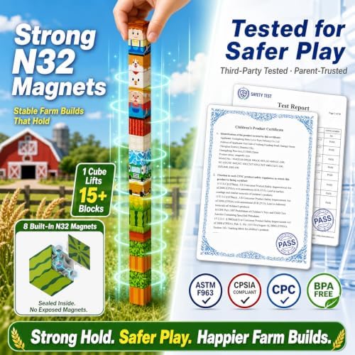 Magnetic Cubes Farm Travel for Kids: Hold 15 Blocks, 60s Storage - Image 6