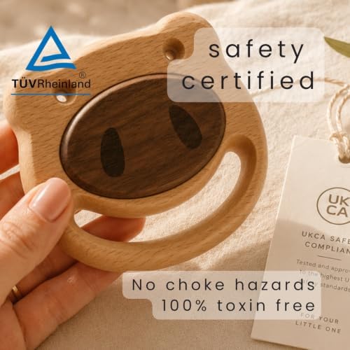 First Baby Rattle for Newborn (0–3 Months) – Natural Wooden Sensory Toy for Babies – Gentle Rattle Sound, Safe First Handheld Infant Toy Gift - Image 5