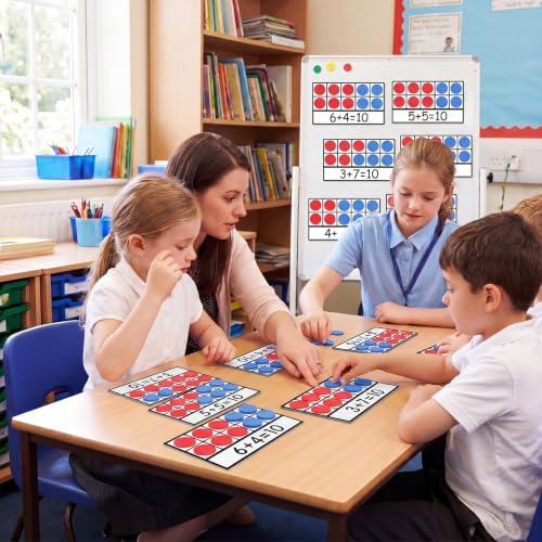 Ireer 60 Sets Bulk Magnetic Ten Frames for Classroom 600 Magnetic Math Counters and 60 Boards Kindergarten Classroom Must Haves Math Manipulatives for Home Prek Preschool Elementary(Red Blue) - Image 5