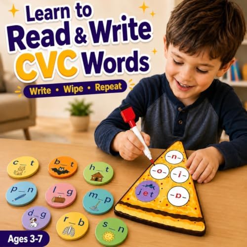 CVC Words on Pepperoni - Learn to Read & Write, Magnetic Phonics Games - Image 2