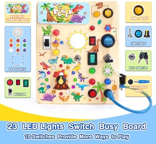 Grarain Busy Board for Toddlers - Montessori Educational Toy for 1-3 Year Old Boys & Girls | Travel-Friendly Sensory Learning Activity | Ideal for Kids with Autism(Dinosaur Busy Board) - Image 5