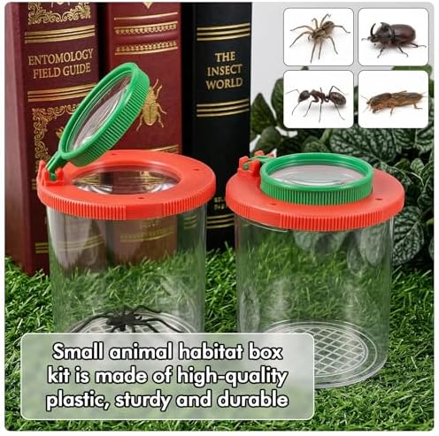 Insect Bug Viewer for Kids, 2 Pcs Portable Plastic Bug Catcher for Kids, Magnifying Insect Catcher Jar, Science Nature Exploration Tool for Kid, Teachers, Enthusiasts(Red) - Image 4