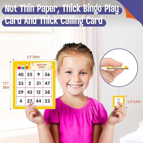 SpriteGru Addition & Subtraction Bingo Game, 360 Math Problems, 2 Educational Math Board Game for Kindergarten and Preschool Kids 4-8, Perfect for Classroom & At Home - Image 3