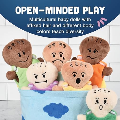 Constructive Playthings Expression Babies Plush Dolls, Super Soft Baby Dolls Set, Therapy Toys, Multicultural and Social Emotional Learning, Baby Toys for All Ages, Set of 6 Plush Dolls, Multicolor - Image 5