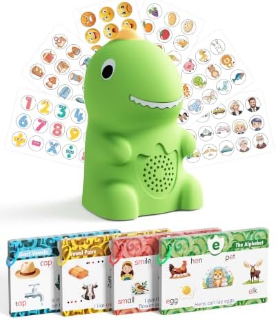 Aullsaty Dinosaur Talking Pen with Phonics Flash Cards, Interactive Learning Toy for Kids Ages 1-6, Autism Sensory & Speech Therapy Toy, ABC 123 Educational Toddler Toy, Screen-Free Birthday Gift by Aullsaty