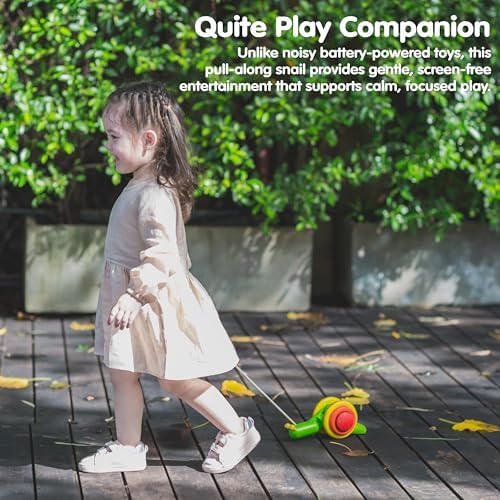 PlanToys® Snail Pull Toy for Toddlers Eco-Friendly Wooden Walking Kids Set - Image 6