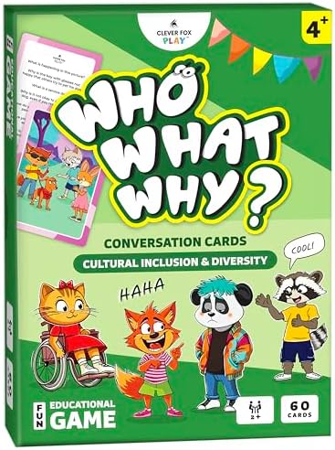 Who What Why Diversity Conversation Cards for Kids, SEL Game, Ages 4+ by CleverFoxPlay