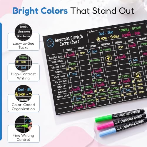 Magnetic Dry Erase Chore Chart for Adults & Kids, 17" x 12" - Black - Image 7