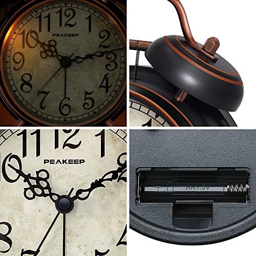 Peakeep Retro 4.5 inches Battery Operated Twin Bell Loud Alarm Clock - Image 3