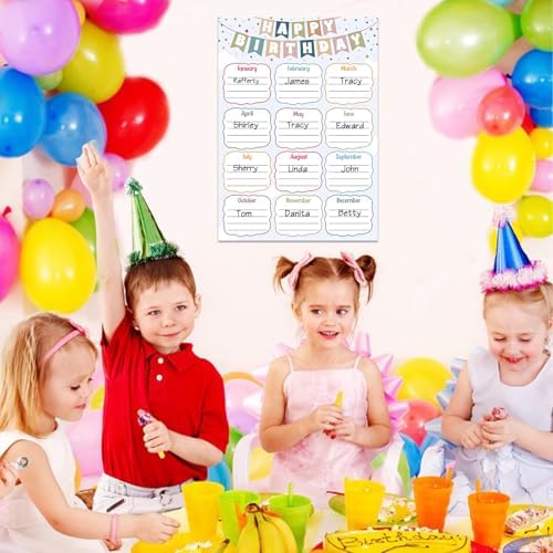 BIZIBAFF Birthday Chart for Classroom - Boho Happy Birthday Poster Reusable Birthday Calendar Laminated Class Birthday Chart Bulletin Board Decorations Back to School Teacher Supplies - Image 3