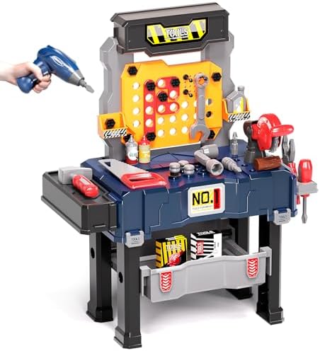 Deejoy Kids Tool Bench with Electric Drill and Miter Saw by Deejoy